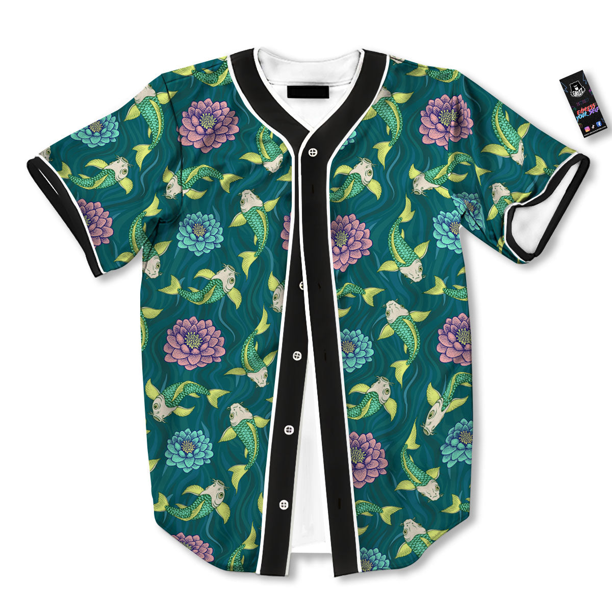 Tattoo Koi Carp Japanese Print Pattern Baseball Jersey-grizzshop