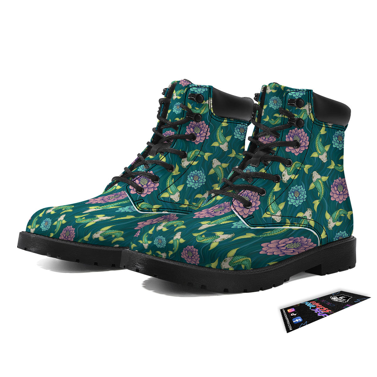 Tattoo Koi Carp Japanese Print Pattern Boots-grizzshop