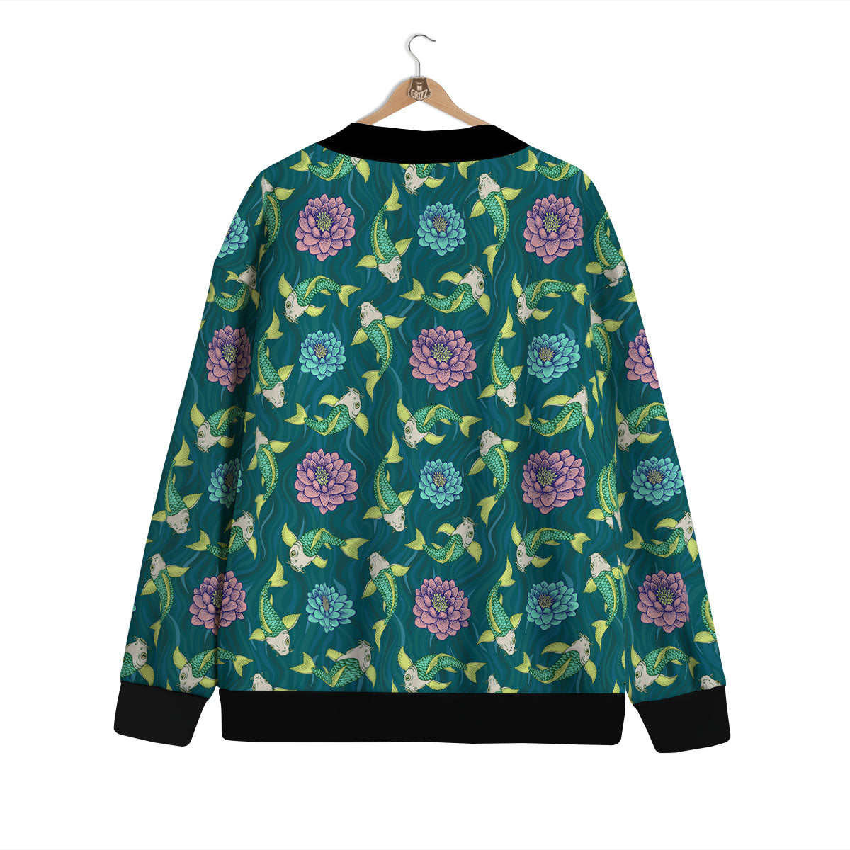 Tattoo Koi Carp Japanese Print Pattern Cardigan-grizzshop