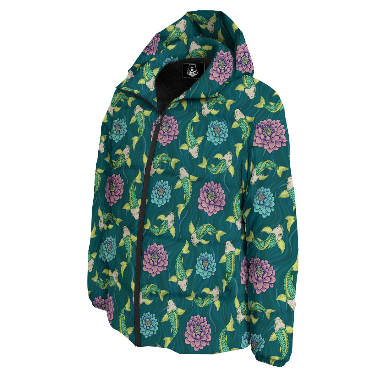 Tattoo Koi Carp Japanese Print Pattern Down Jacket-grizzshop