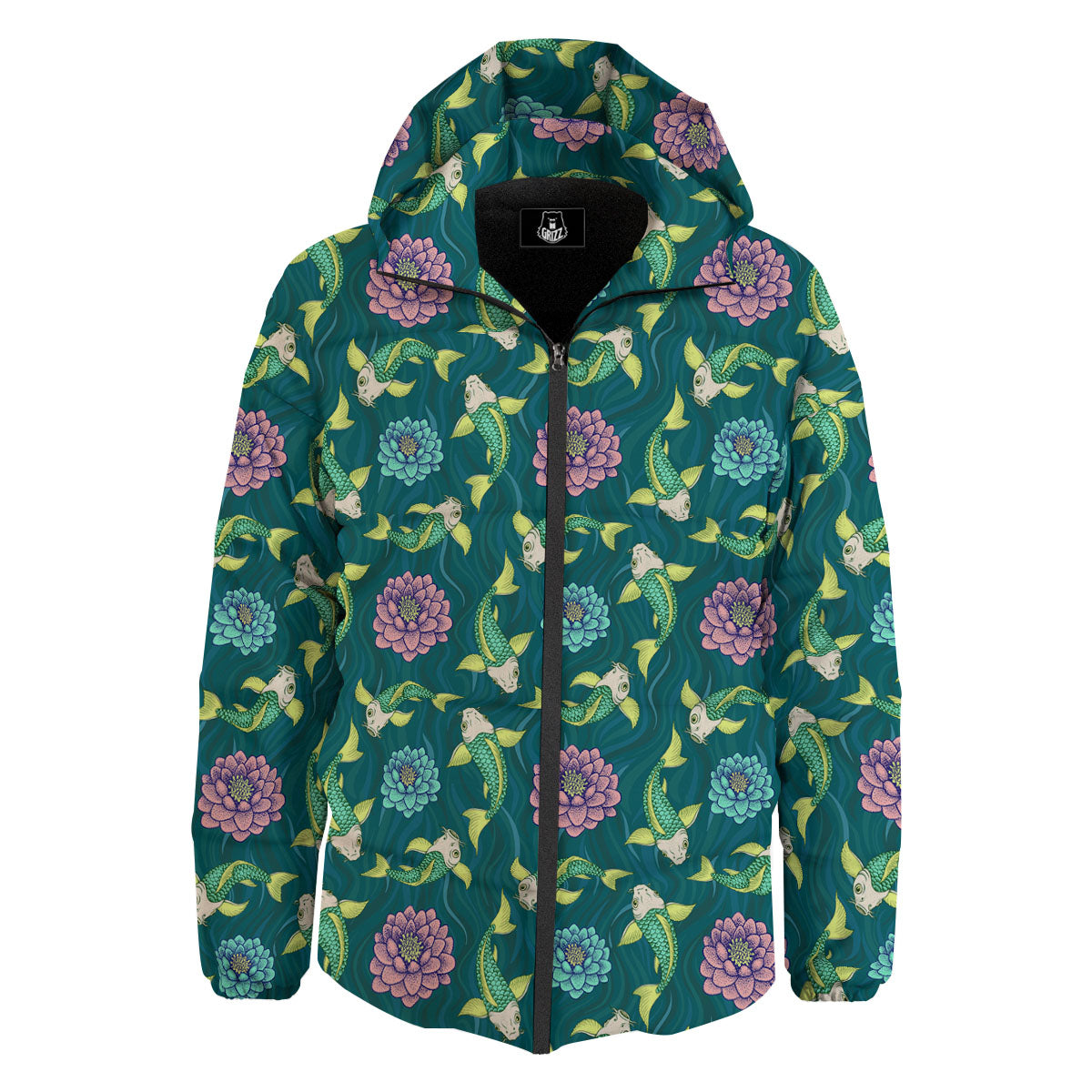 Tattoo Koi Carp Japanese Print Pattern Down Jacket-grizzshop