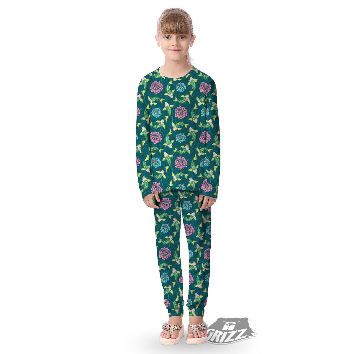 Tattoo Koi Carp Japanese Print Pattern Kid's Pajamas-grizzshop