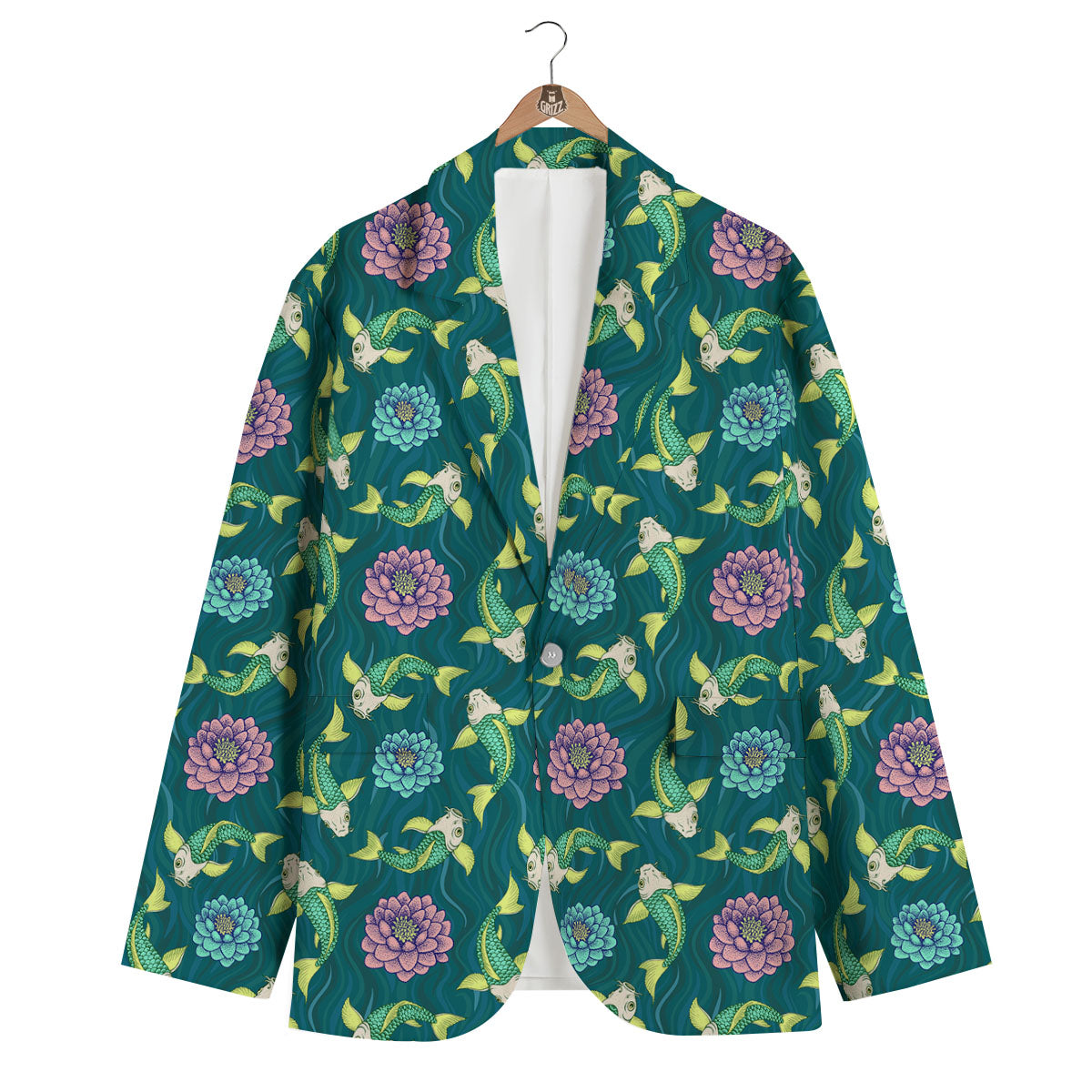 Tattoo Koi Carp Japanese Print Pattern Men's Blazer-grizzshop