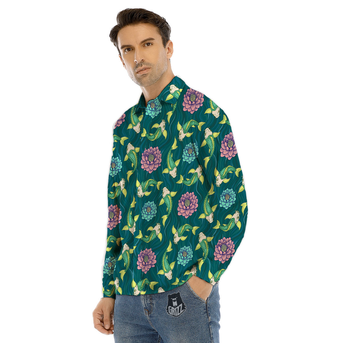 Tattoo Koi Carp Japanese Print Pattern Men's Dress Shirts-grizzshop