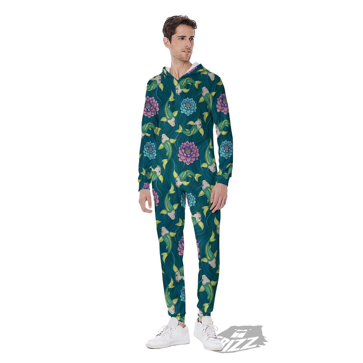Tattoo Koi Carp Japanese Print Pattern Men's Jumpsuit-grizzshop