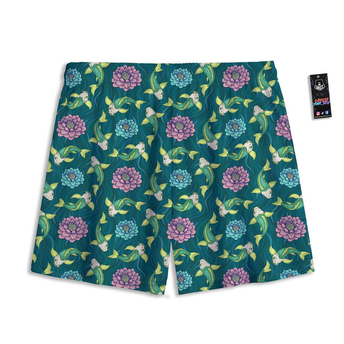 Tattoo Koi Carp Japanese Print Pattern Mesh Shorts