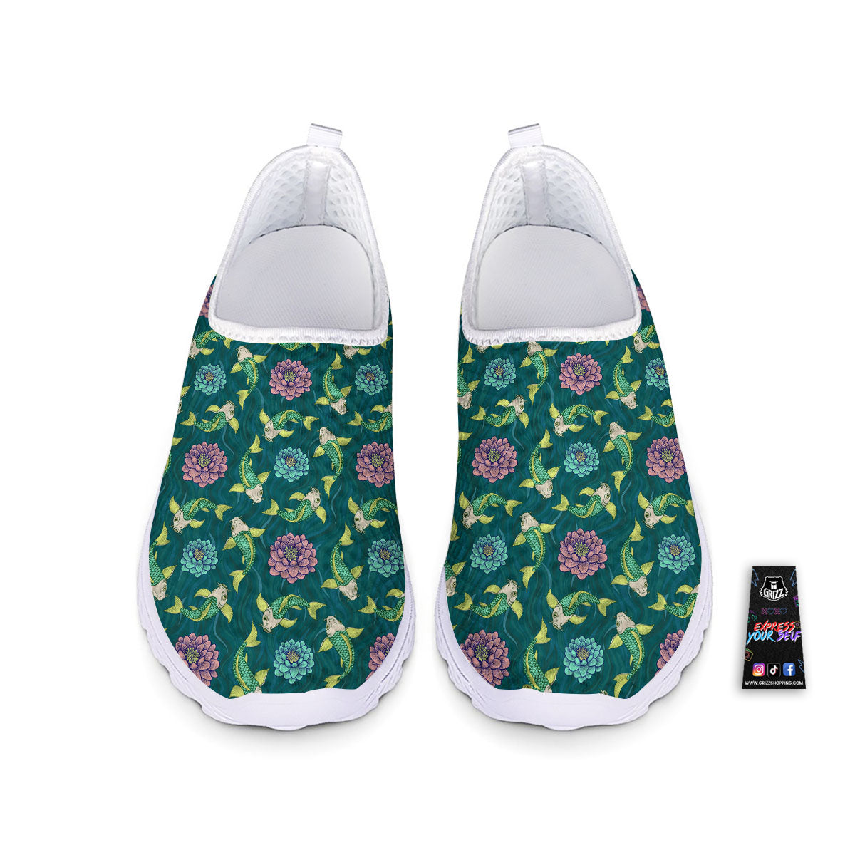 Tattoo Koi Carp Japanese Print Pattern Nurse Shoes-grizzshop