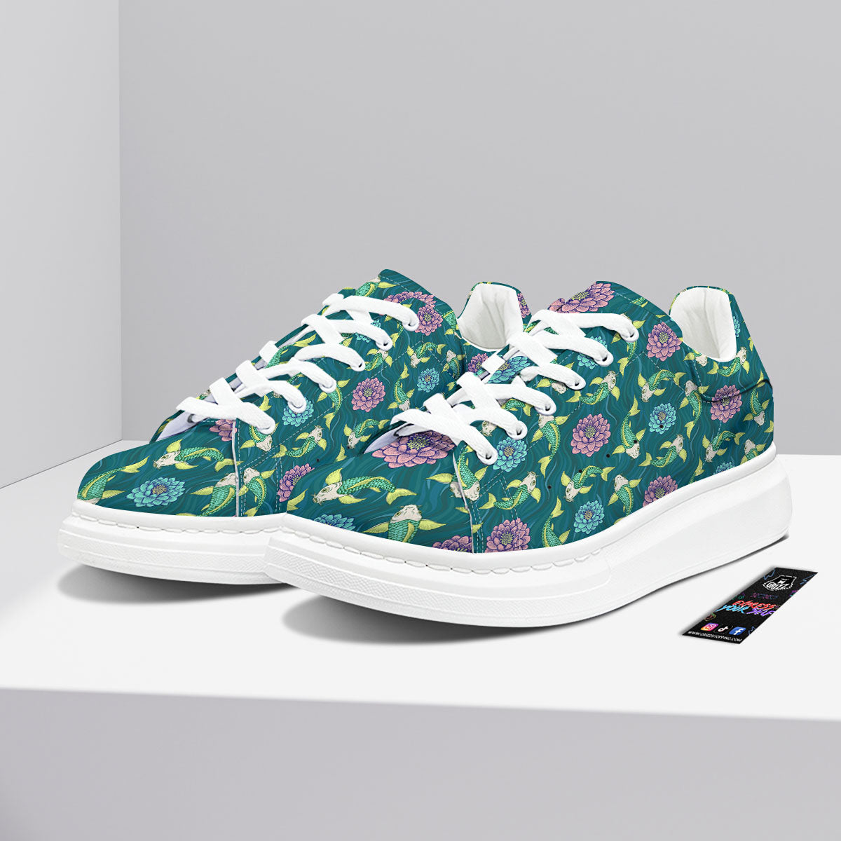 Tattoo Koi Carp Japanese Print Pattern Platform Shoes-grizzshop