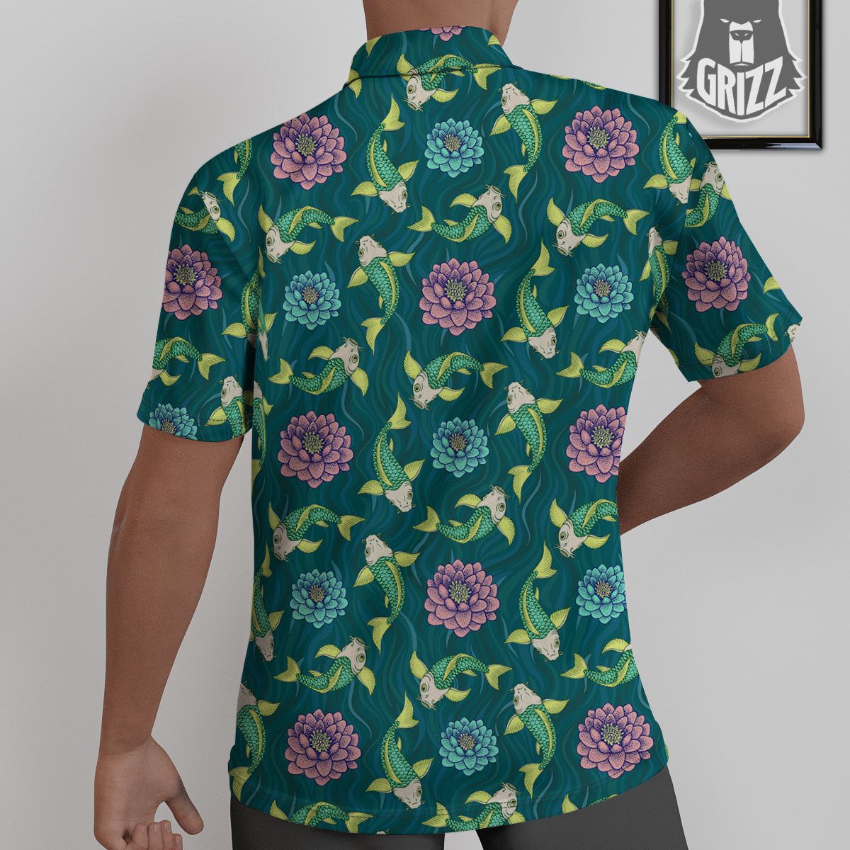 Tattoo Koi Carp Japanese Print Pattern Untucked Shirts-grizzshop