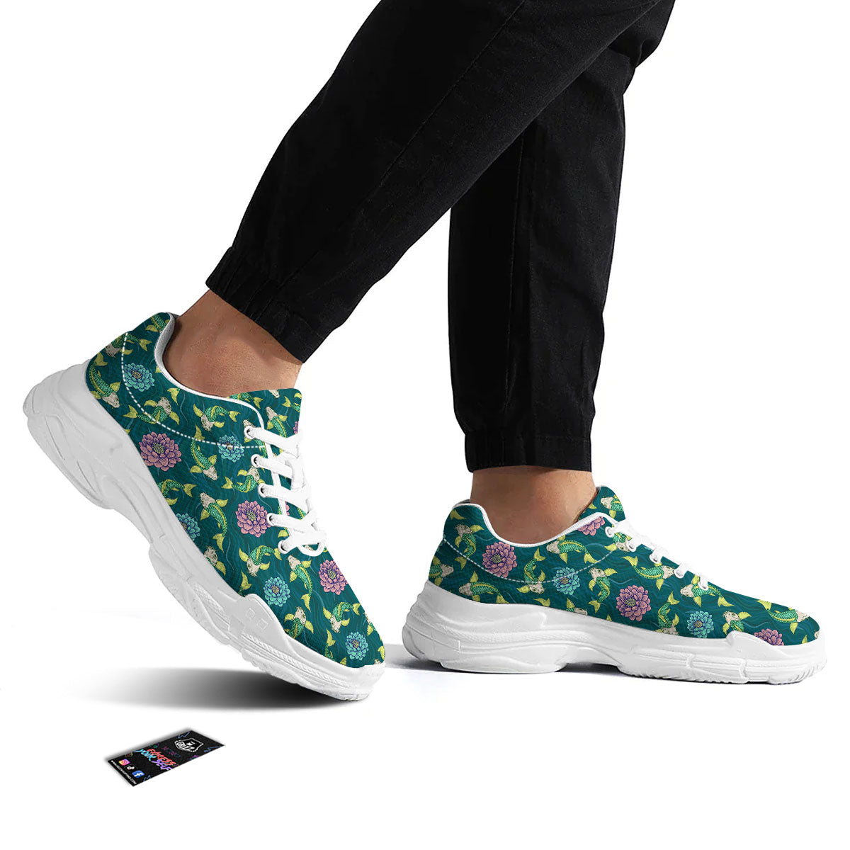 Tattoo Koi Carp Japanese Print Pattern White Chunky Shoes-grizzshop