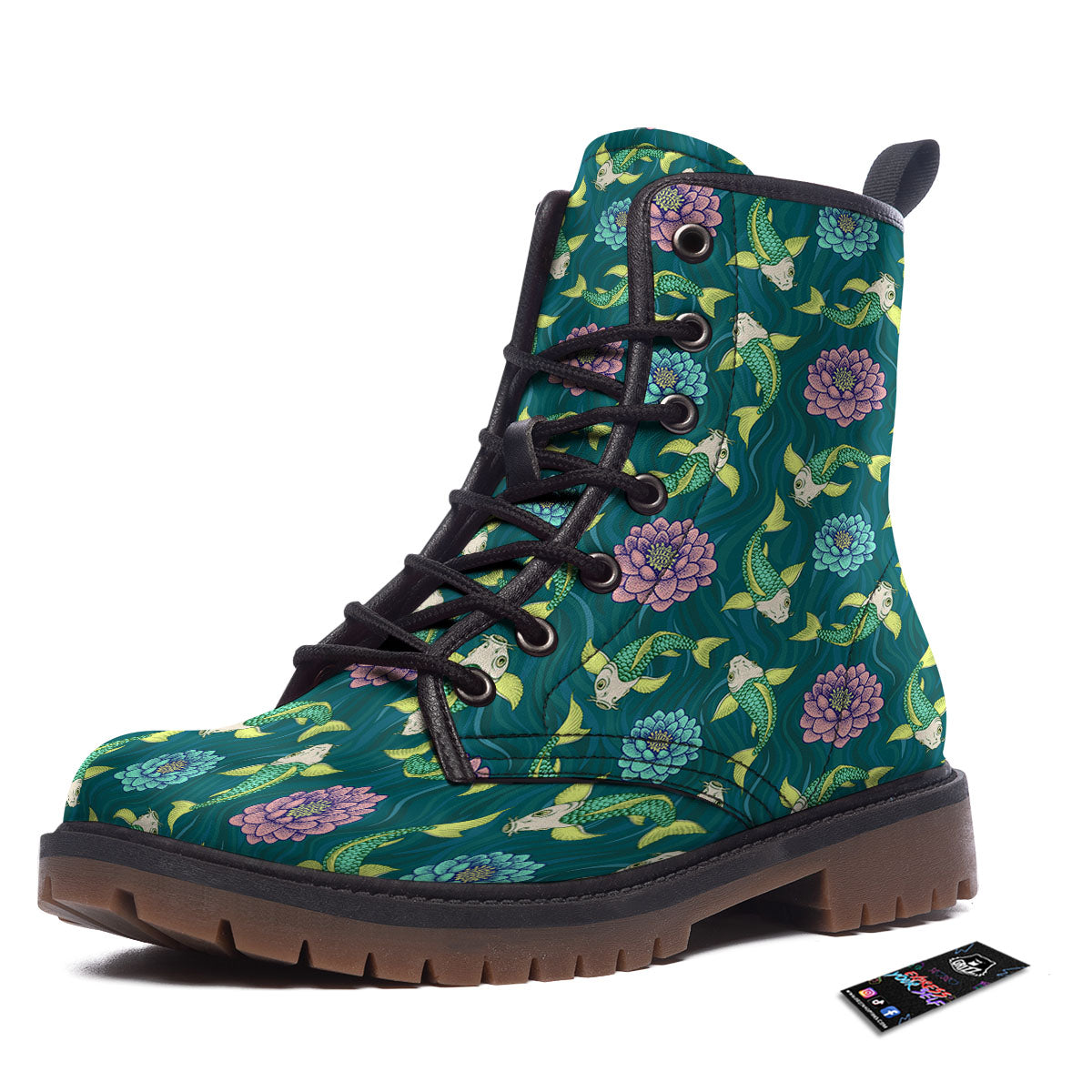 Tattoo Koi Carp Japanese Print Pattern Work Boots-grizzshop