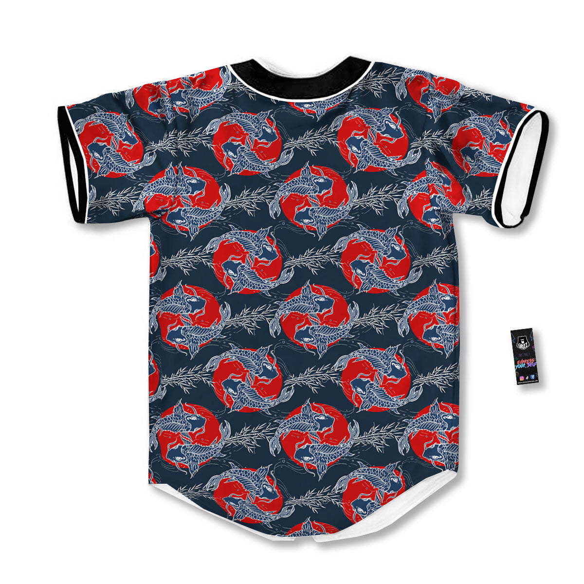 Tattoo Koi Fish Japanese Print Pattern Baseball Jersey-grizzshop