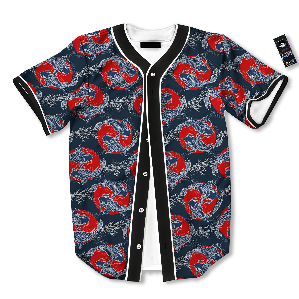 Tattoo Koi Fish Japanese Print Pattern Baseball Jersey-grizzshop