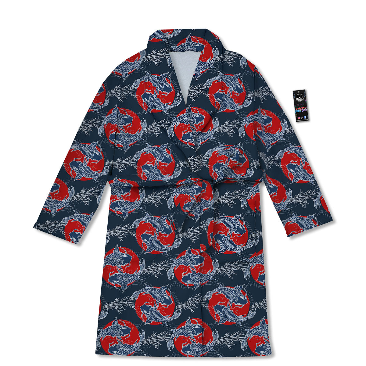 Tattoo Koi Fish Japanese Print Pattern Bathrobe-grizzshop