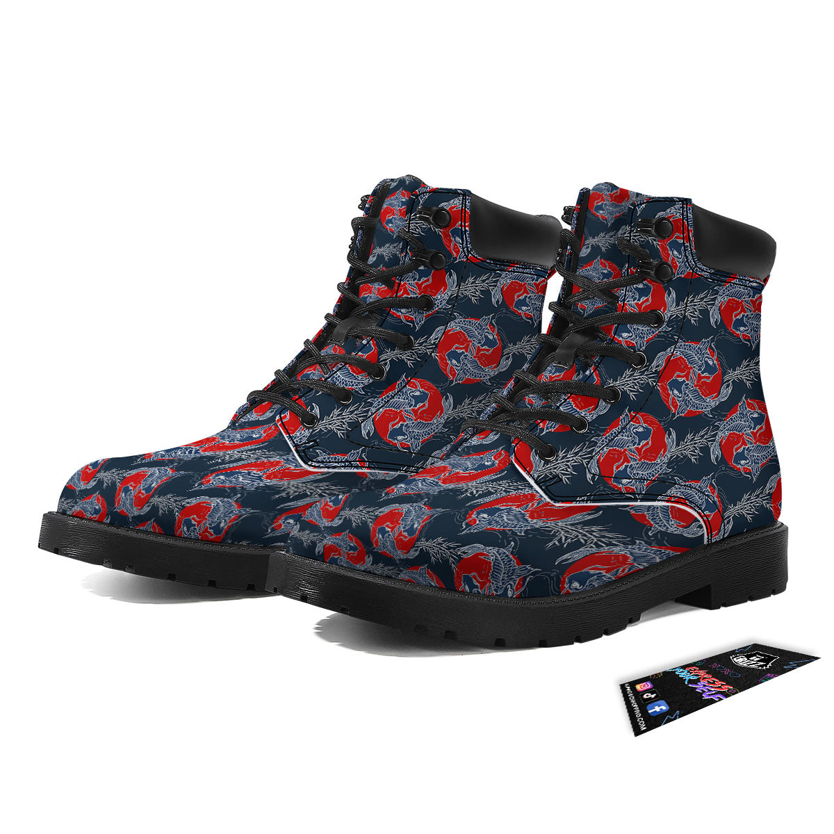 Tattoo Koi Fish Japanese Print Pattern Boots-grizzshop