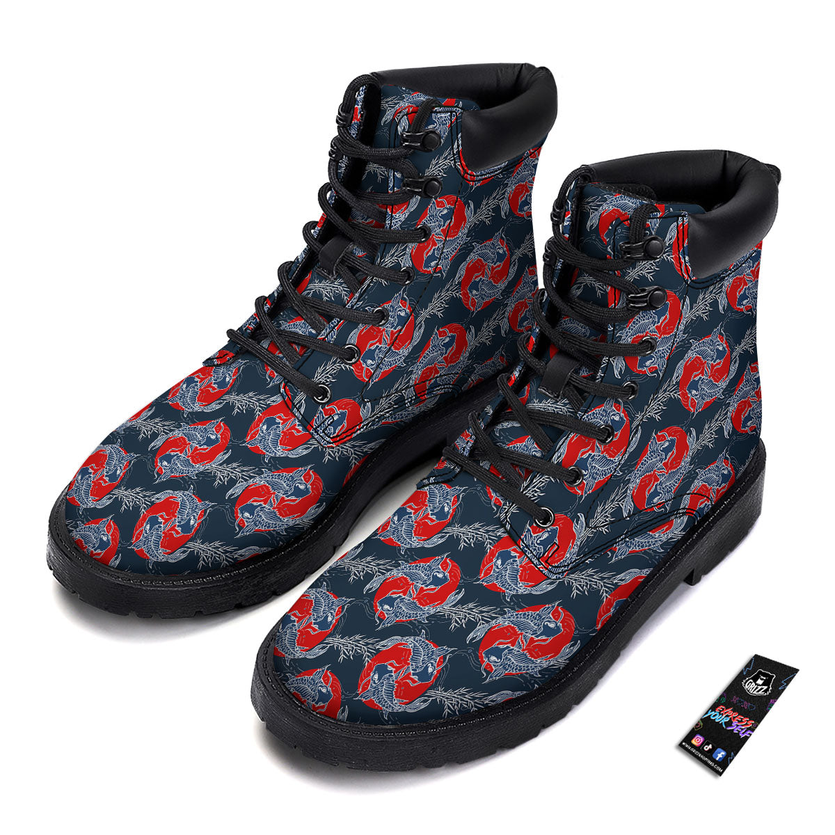 Tattoo Koi Fish Japanese Print Pattern Boots-grizzshop