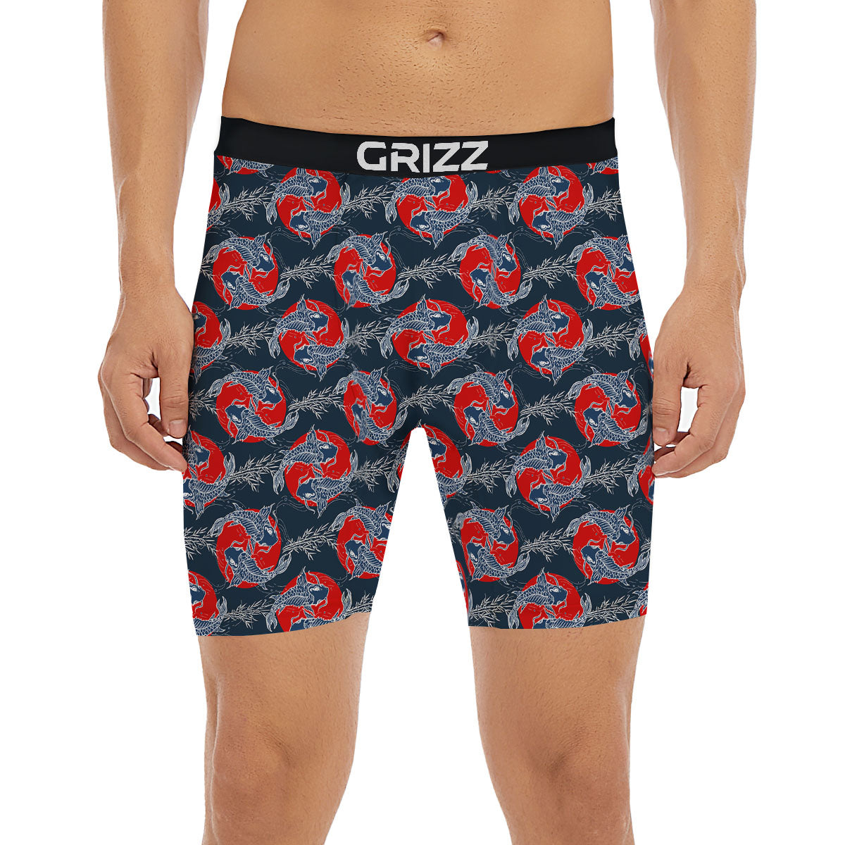 Tattoo Koi Fish Japanese Print Pattern Boxer Briefs-grizzshop