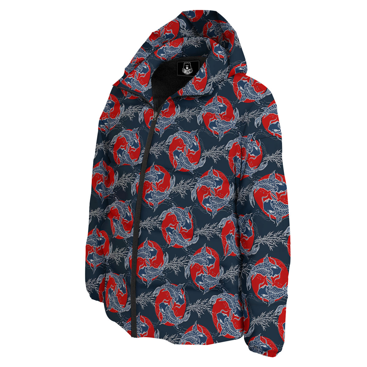 Tattoo Koi Fish Japanese Print Pattern Down Jacket-grizzshop