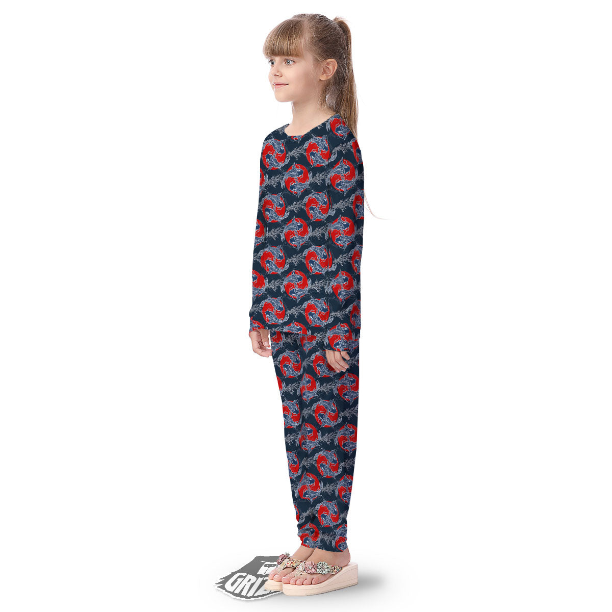 Tattoo Koi Fish Japanese Print Pattern Kid's Pajamas-grizzshop