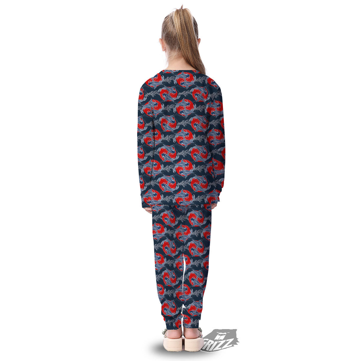 Tattoo Koi Fish Japanese Print Pattern Kid's Pajamas-grizzshop