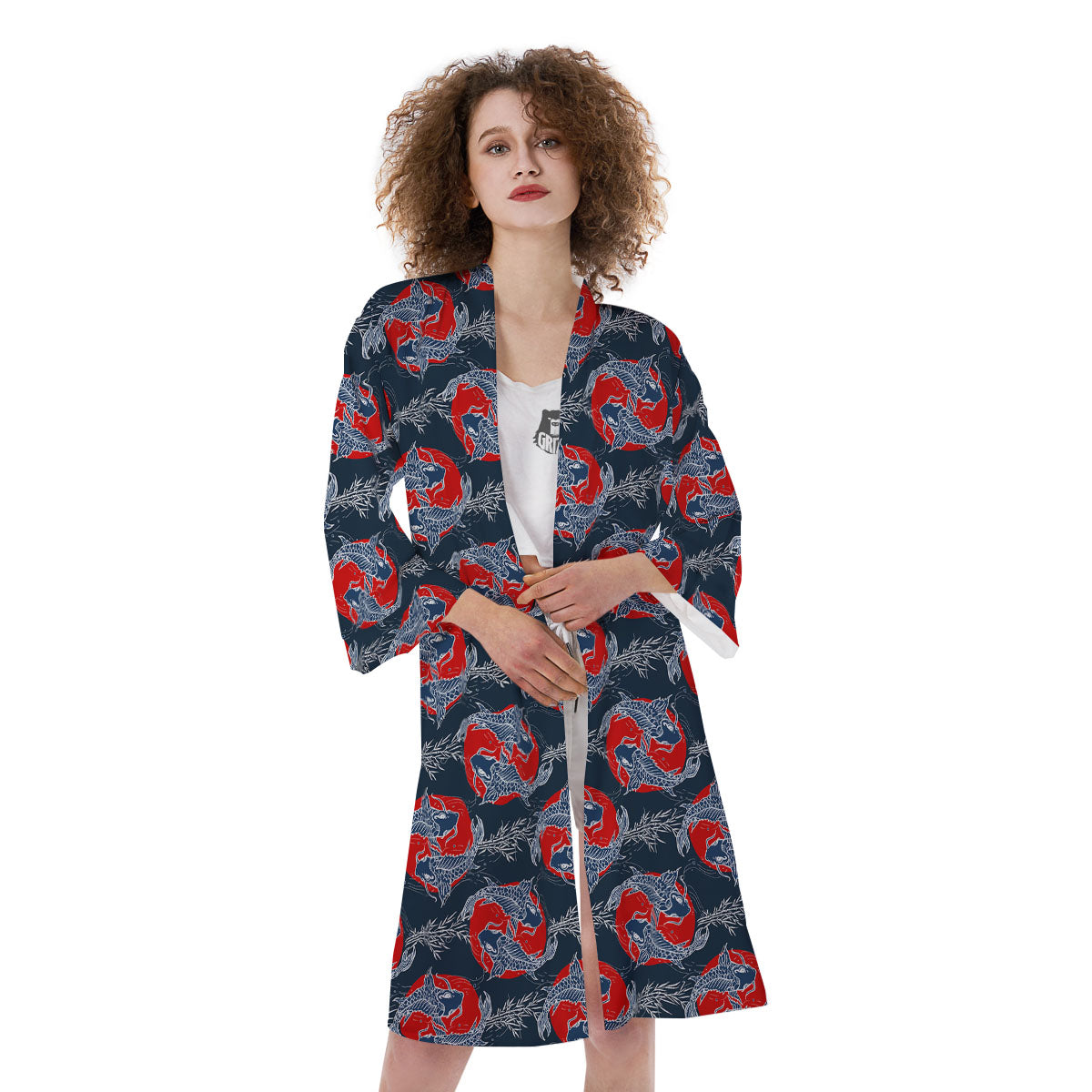 Tattoo Koi Fish Japanese Print Pattern Kimono-grizzshop