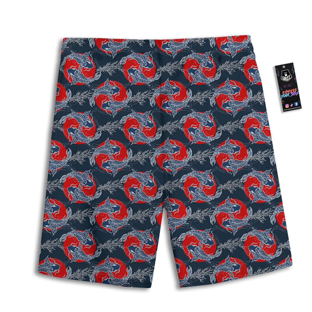 Tattoo Koi Fish Japanese Print Pattern Men's Athletic Shorts