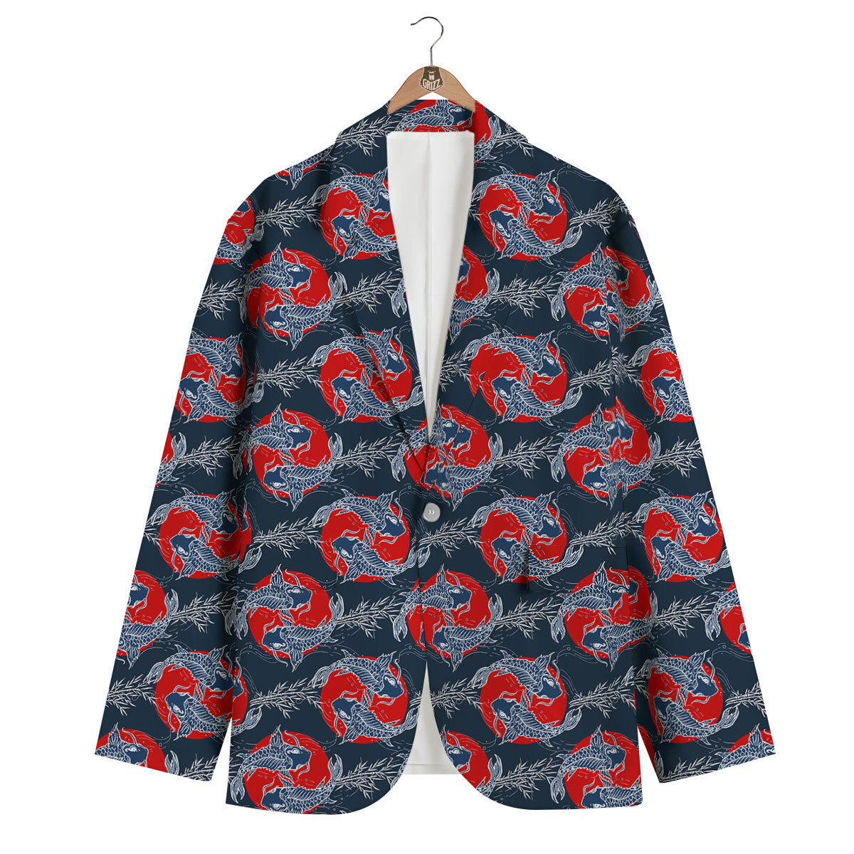 Tattoo Koi Fish Japanese Print Pattern Men's Blazer-grizzshop