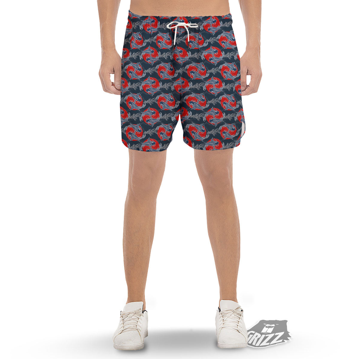 Tattoo Koi Fish Japanese Print Pattern Men's Gym Shorts-grizzshop