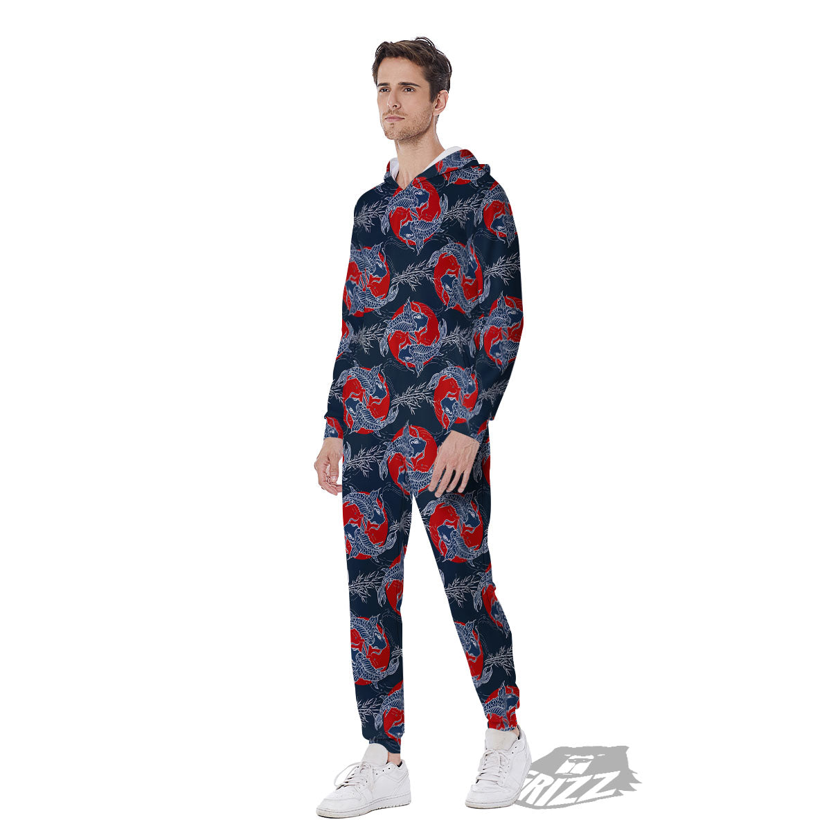 Tattoo Koi Fish Japanese Print Pattern Men's Jumpsuit-grizzshop
