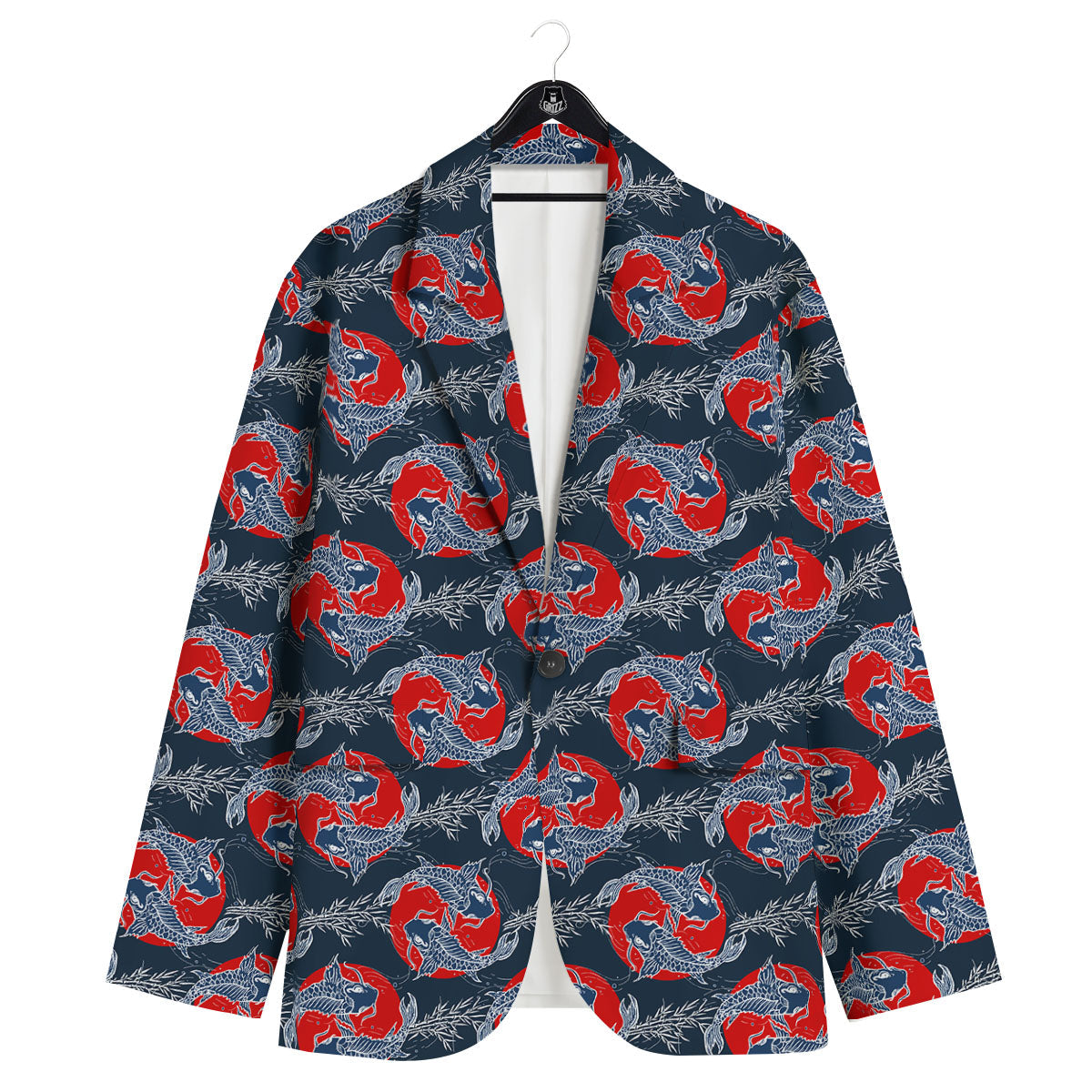 Tattoo Koi Fish Japanese Print Pattern Men's Sport Coat-grizzshop