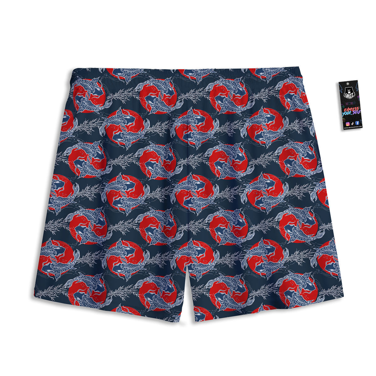 Tattoo Koi Fish Japanese Print Pattern Mesh Shorts