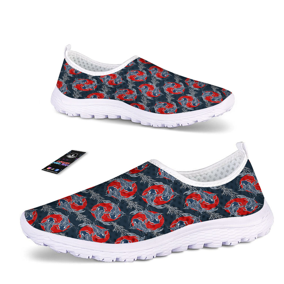 Tattoo Koi Fish Japanese Print Pattern Nurse Shoes-grizzshop
