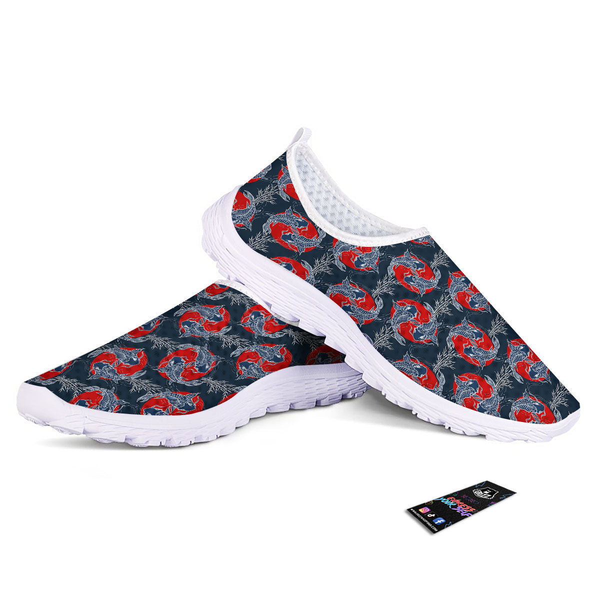 Tattoo Koi Fish Japanese Print Pattern Nurse Shoes-grizzshop