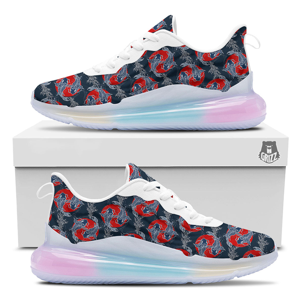 Tattoo Koi Fish Japanese Print Pattern Running Sneakers-grizzshop