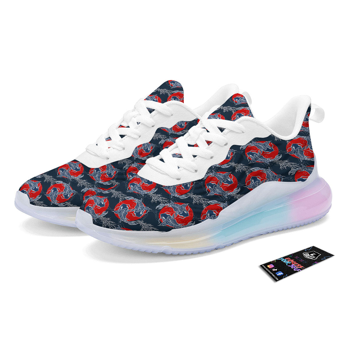 Tattoo Koi Fish Japanese Print Pattern Running Sneakers-grizzshop