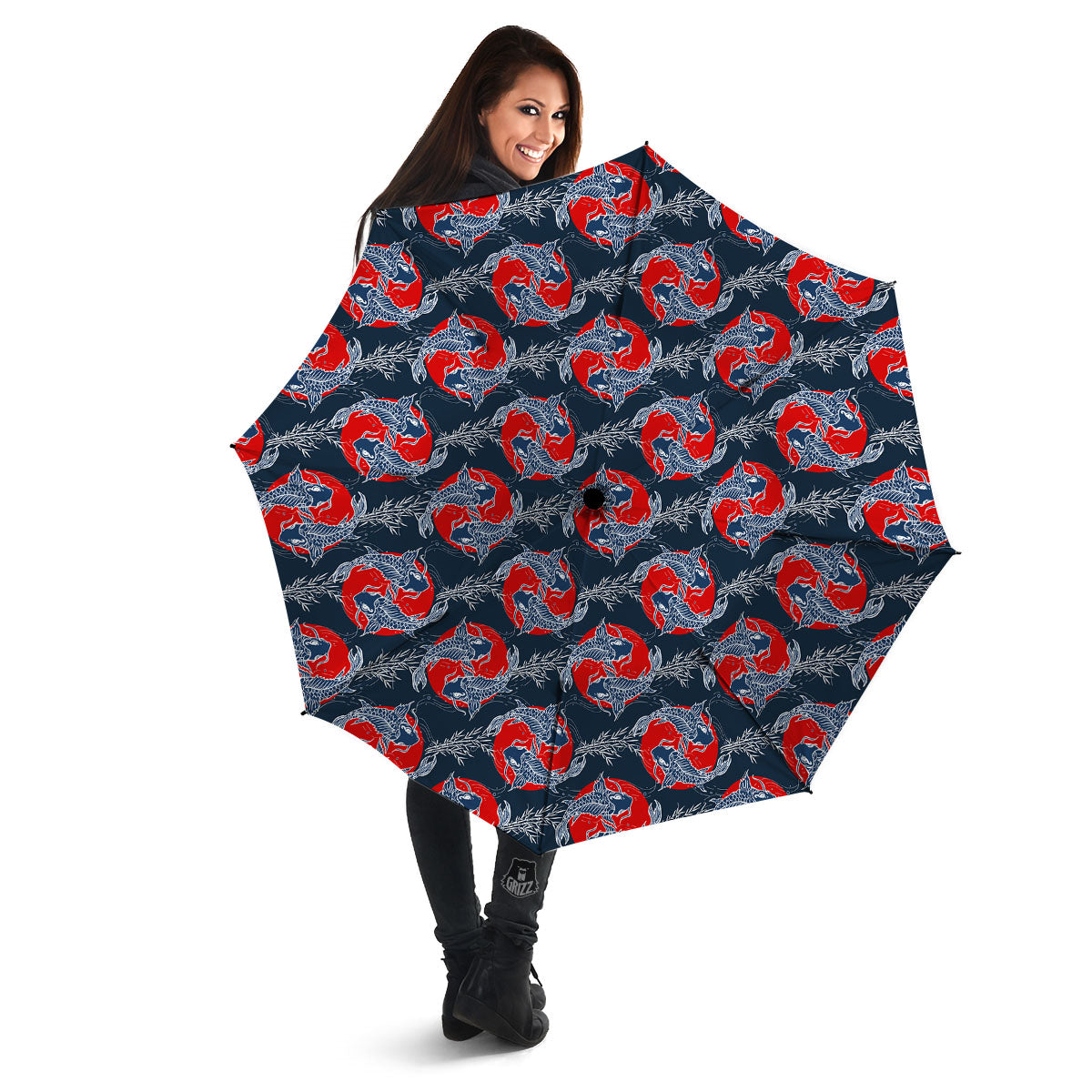 Tattoo Koi Fish Japanese Print Pattern Umbrella-grizzshop