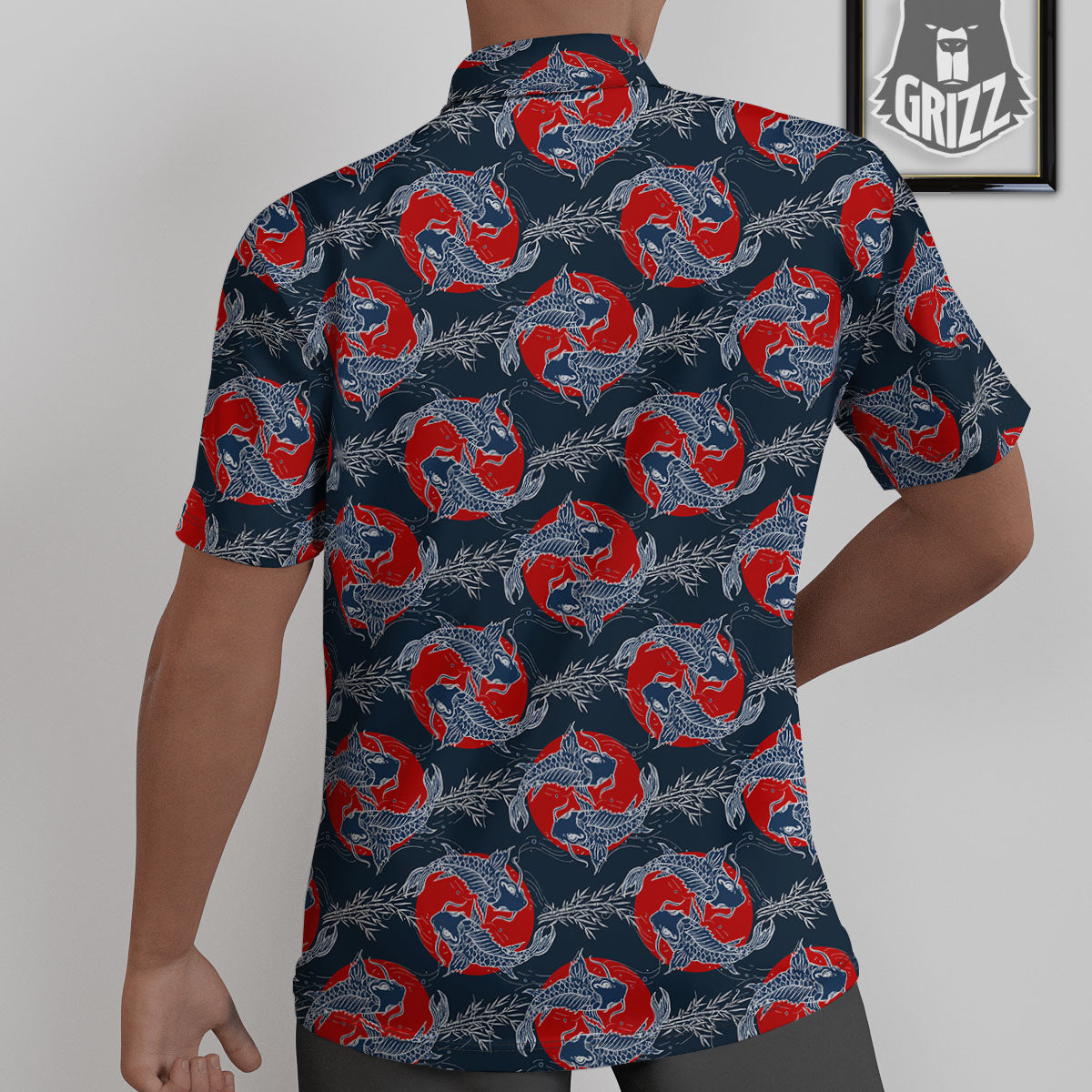 Tattoo Koi Fish Japanese Print Pattern Untucked Shirts-grizzshop