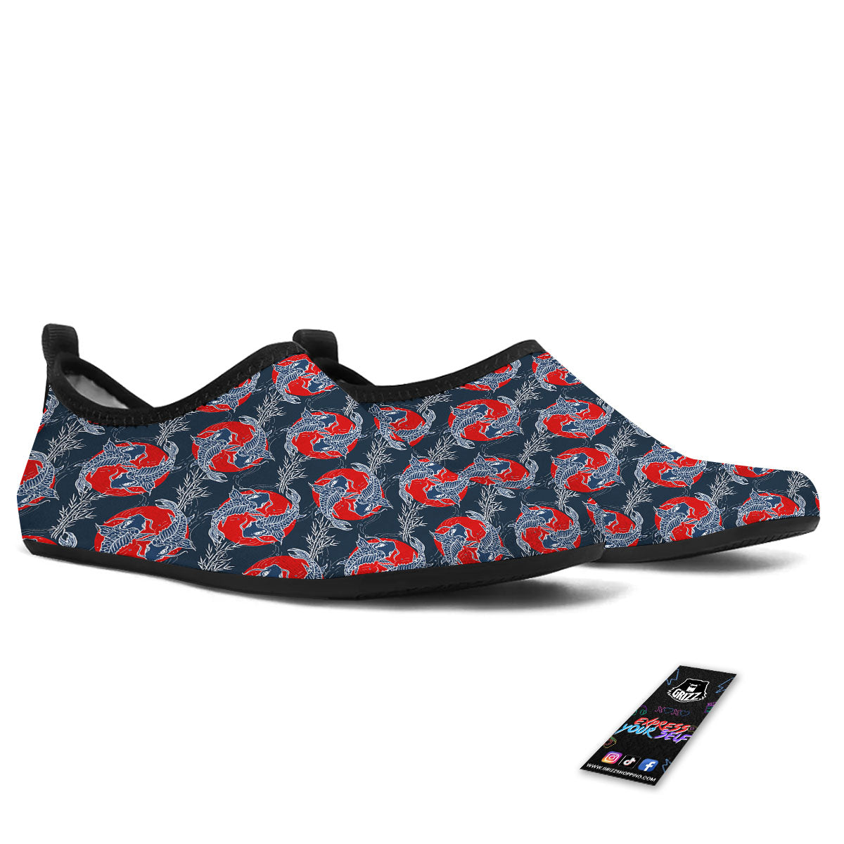 Tattoo Koi Fish Japanese Print Pattern Water Shoes-grizzshop
