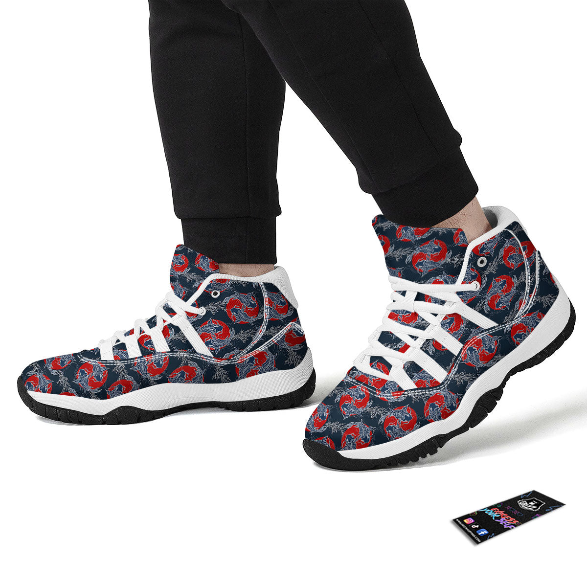 Tattoo Koi Fish Japanese Print Pattern White Bball Shoes-grizzshop