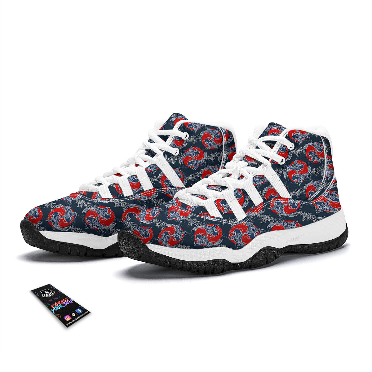 Tattoo Koi Fish Japanese Print Pattern White Bball Shoes-grizzshop