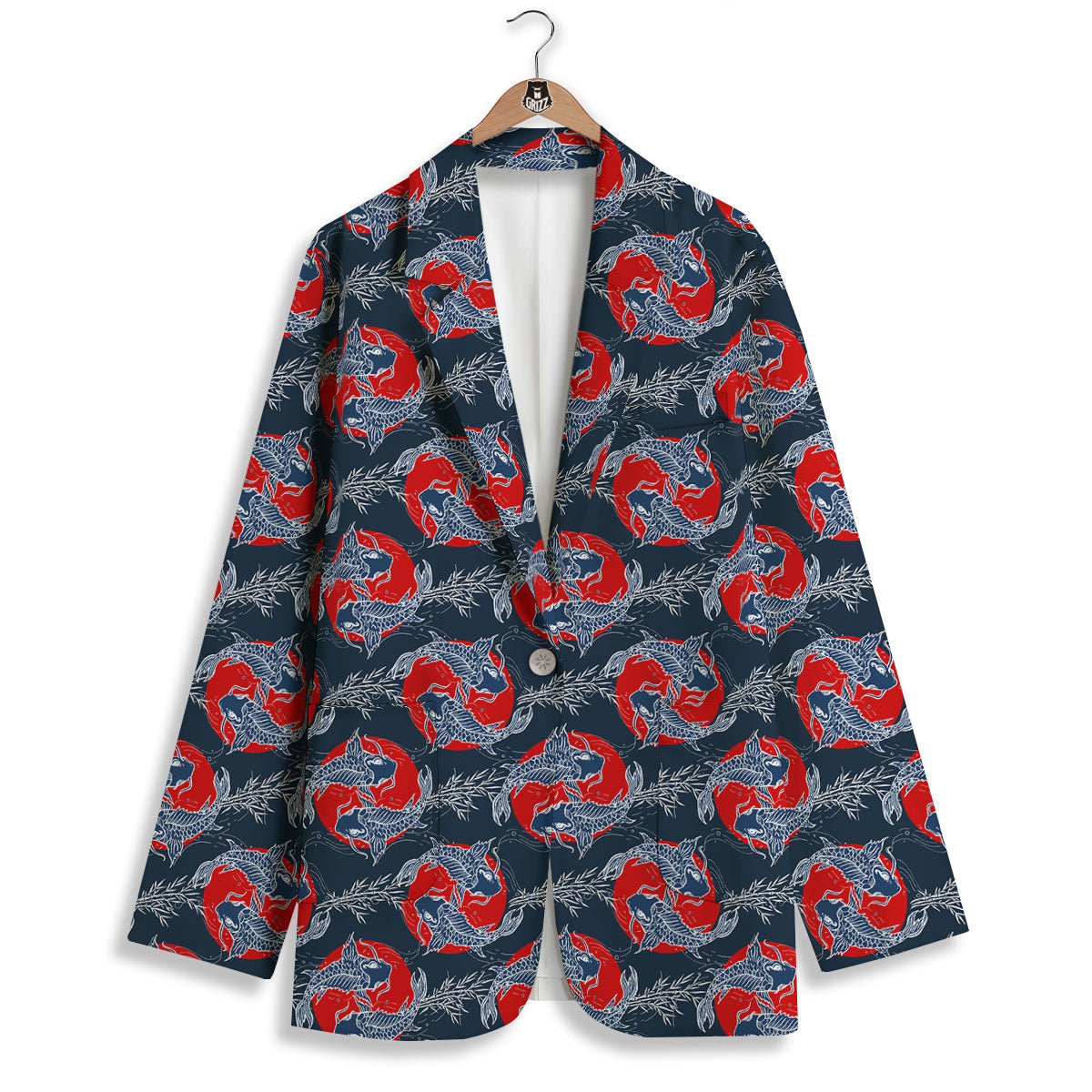 Tattoo Koi Fish Japanese Print Pattern Women's Blazer-grizzshop