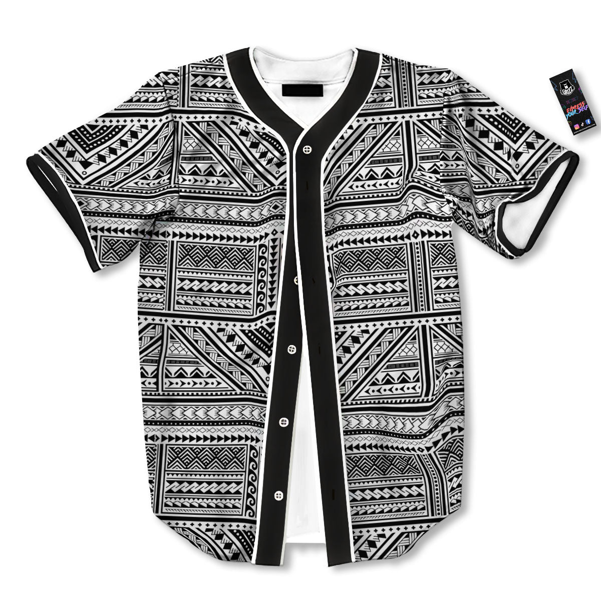 Tattoo Maori Polynesian Print Pattern Baseball Jersey-grizzshop