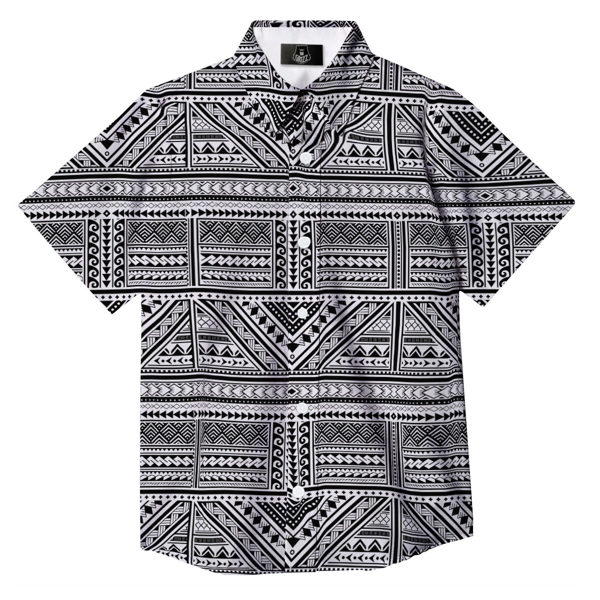 Tattoo Maori Polynesian Print Pattern Button Up Shirt-grizzshop