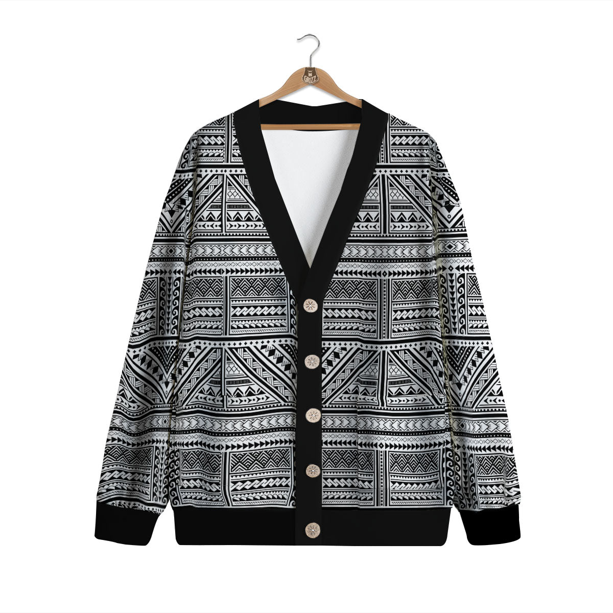 Tattoo Maori Polynesian Print Pattern Cardigan-grizzshop
