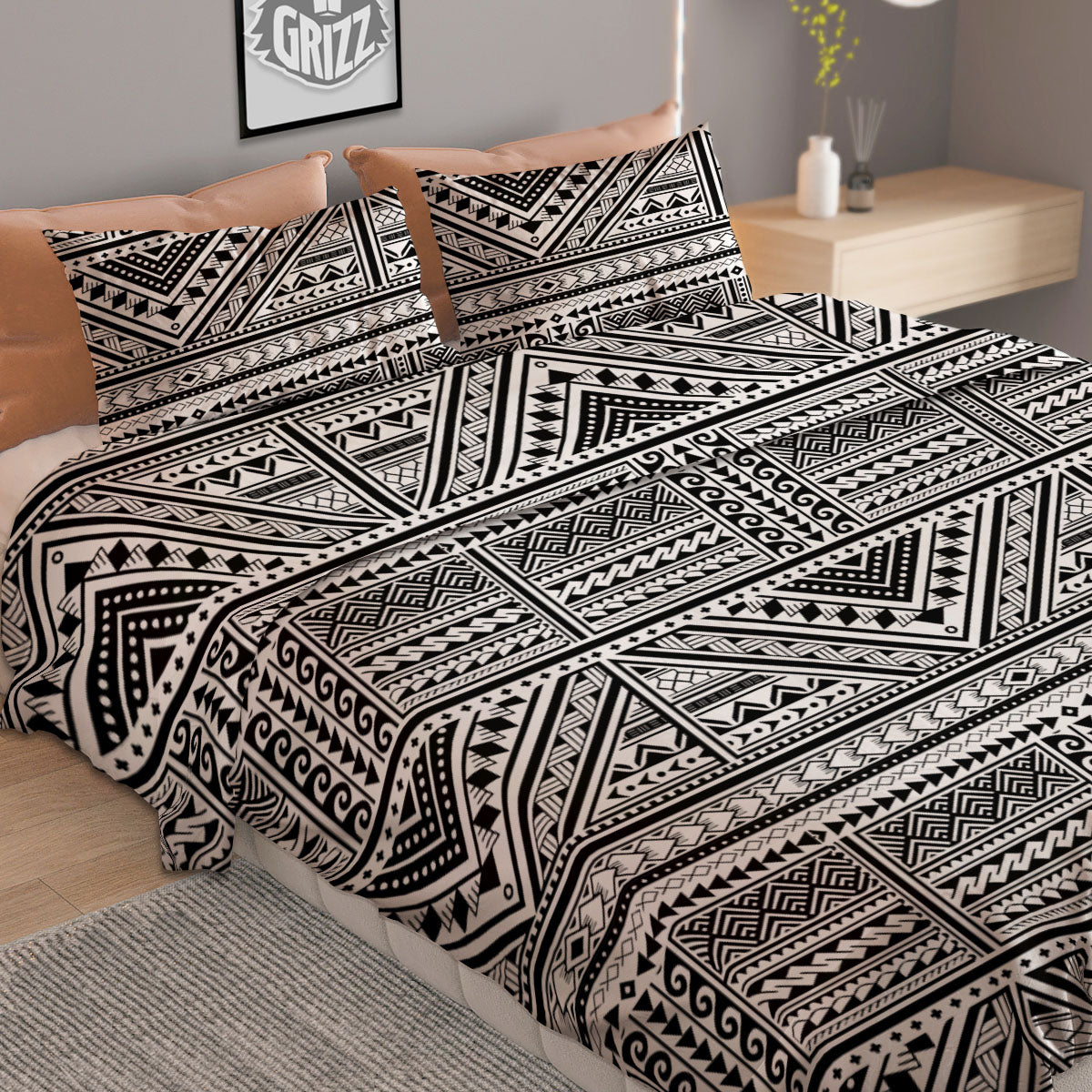 Tattoo Maori Polynesian Print Pattern Duvet Cover Bedding Set
