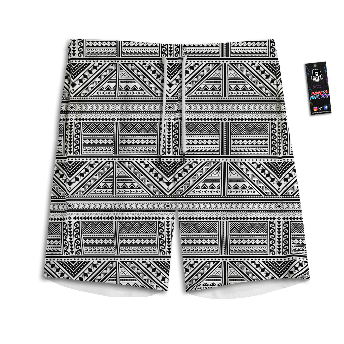 Tattoo Maori Polynesian Print Pattern Men's Athletic Shorts