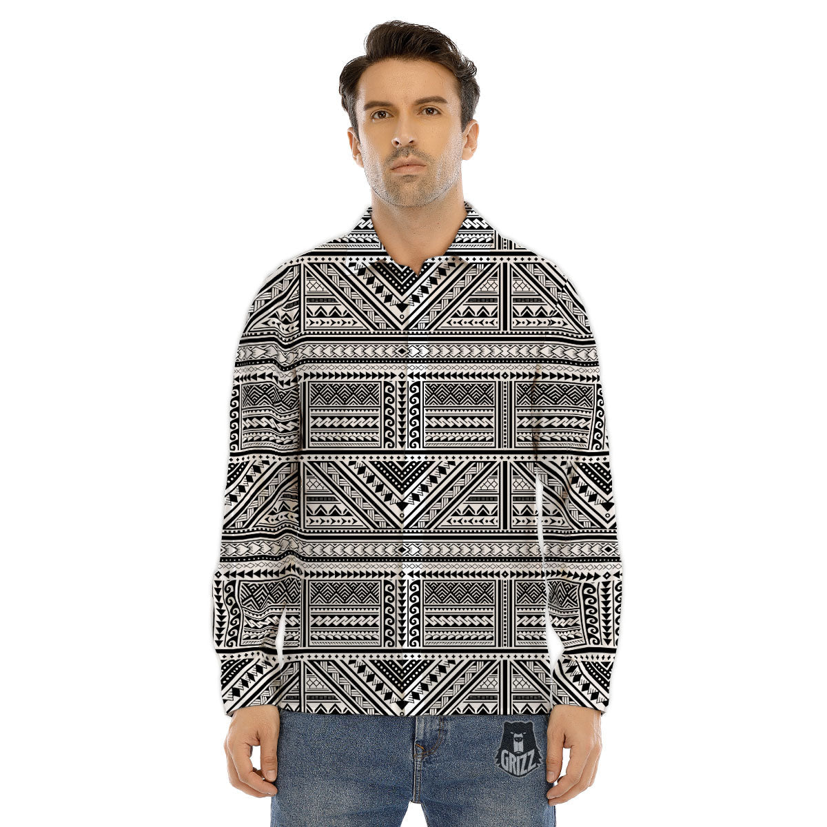 Tattoo Maori Polynesian Print Pattern Men's Dress Shirts-grizzshop