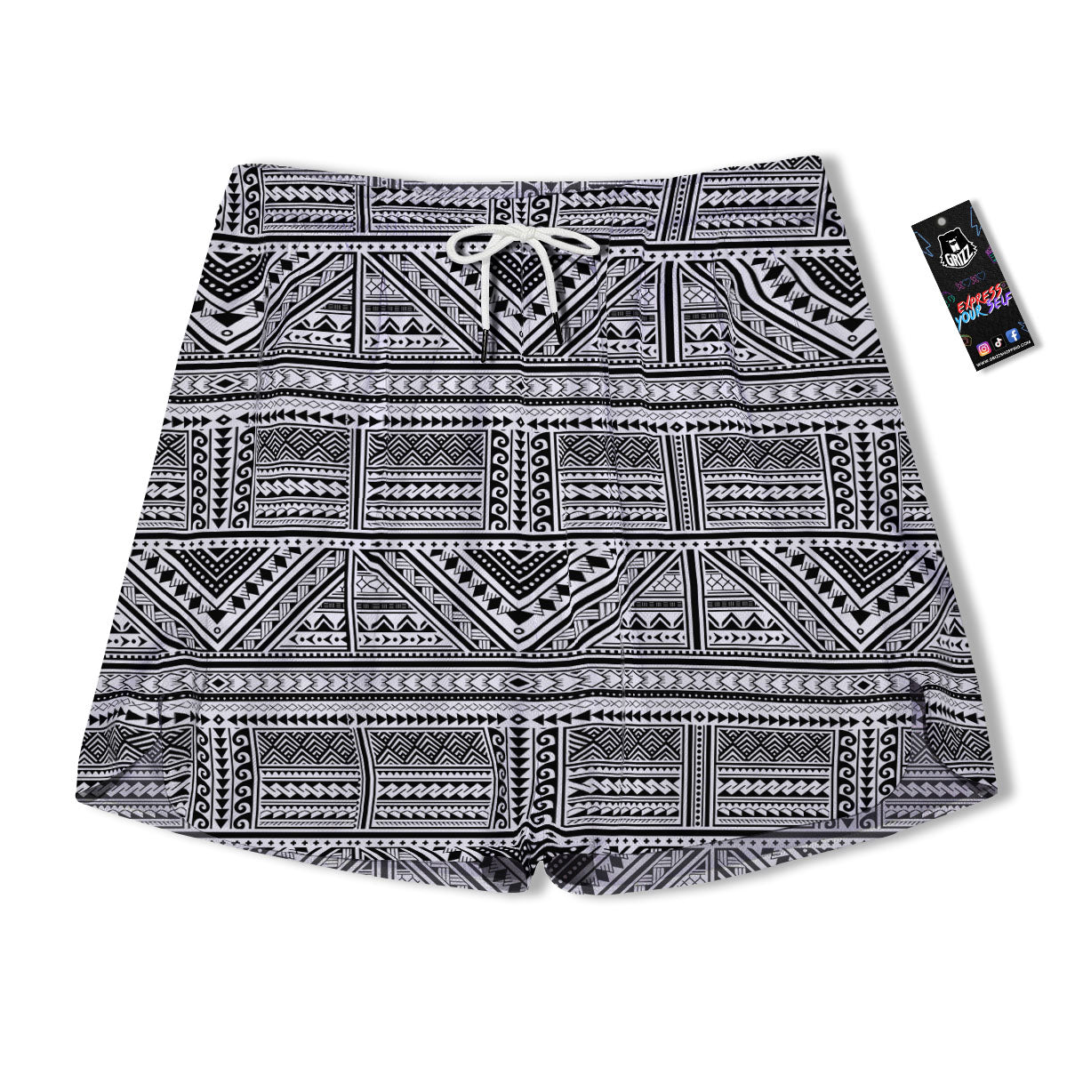 Tattoo Maori Polynesian Print Pattern Men's Running Shorts-grizzshop