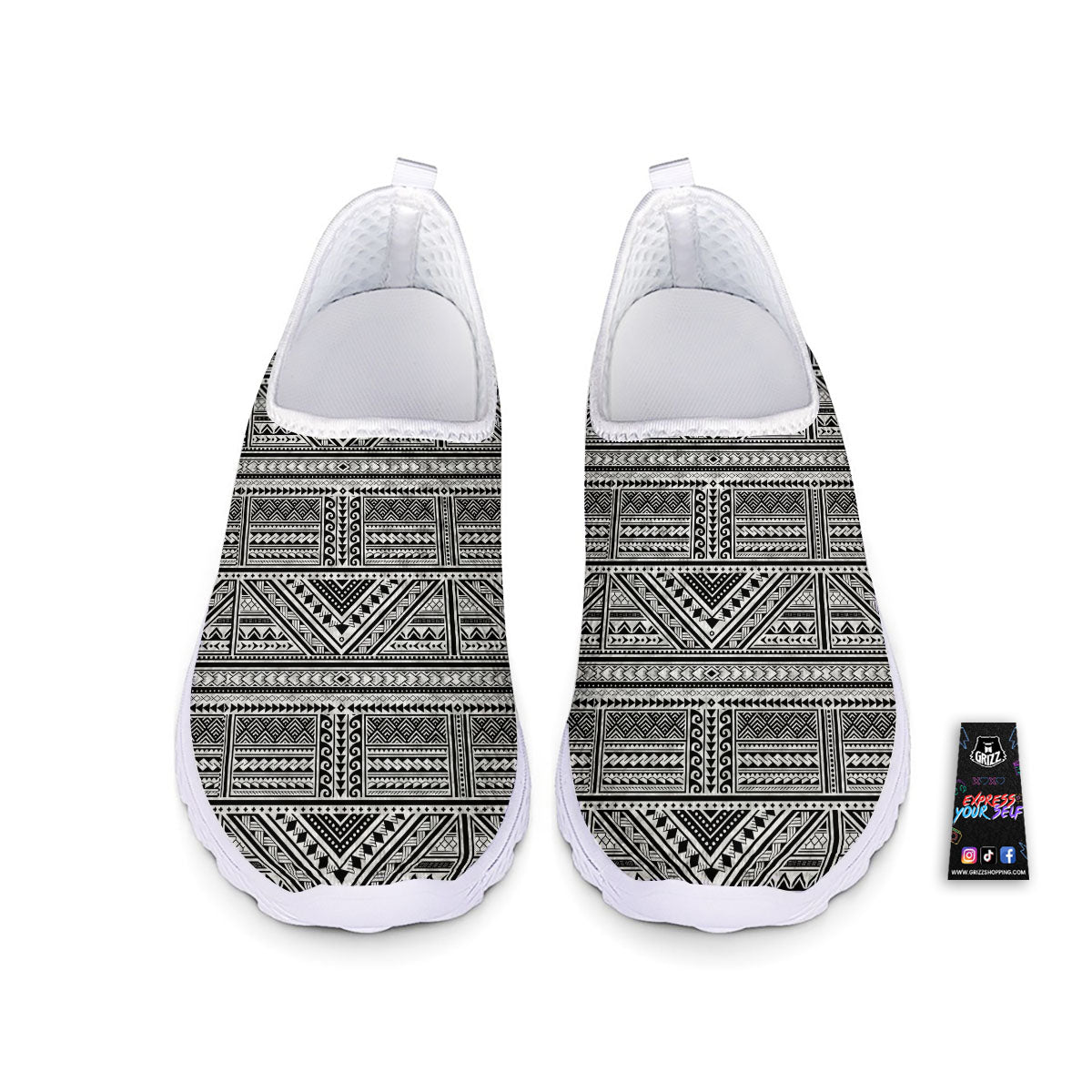 Tattoo Maori Polynesian Print Pattern Nurse Shoes-grizzshop