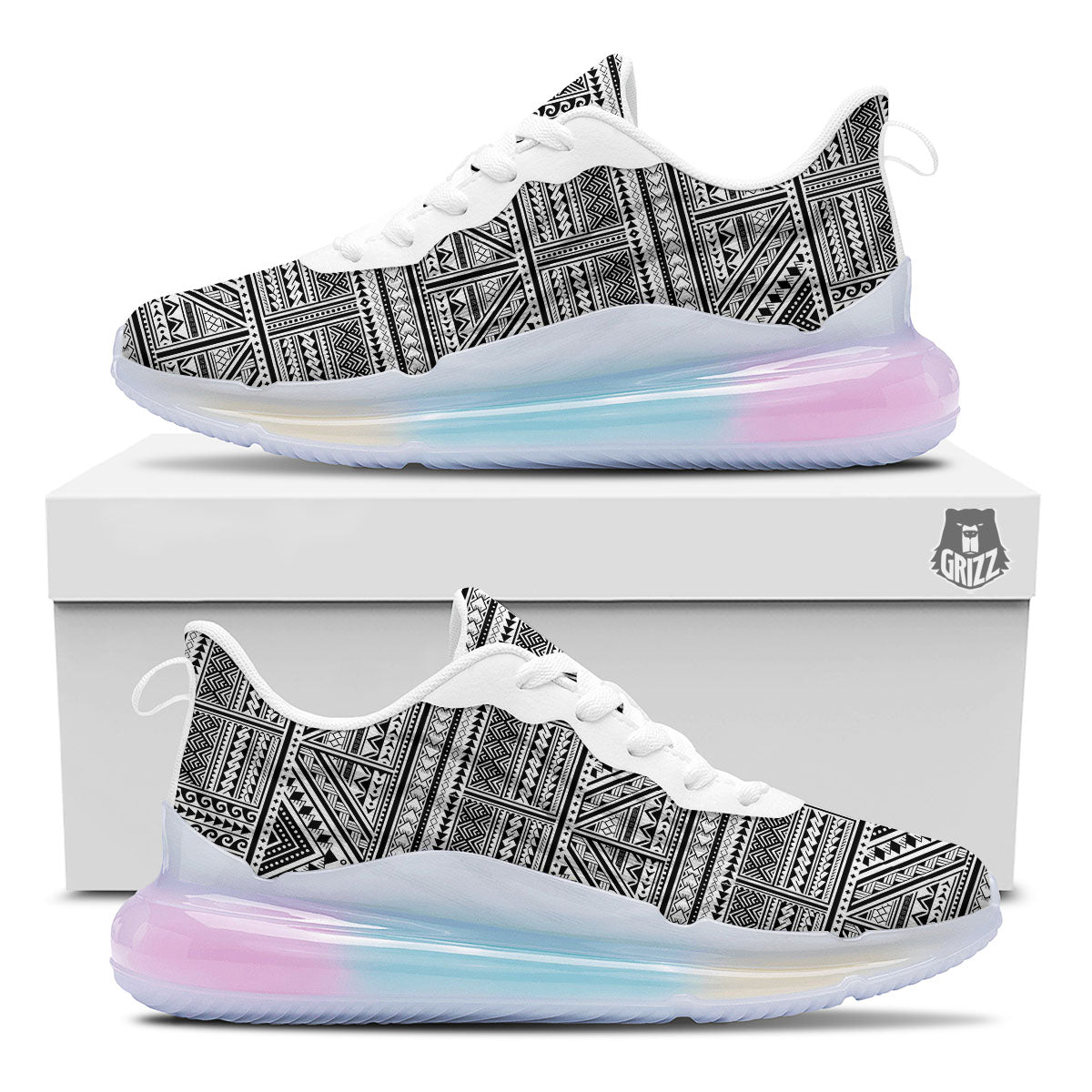 Tattoo Maori Polynesian Print Pattern Running Sneakers-grizzshop